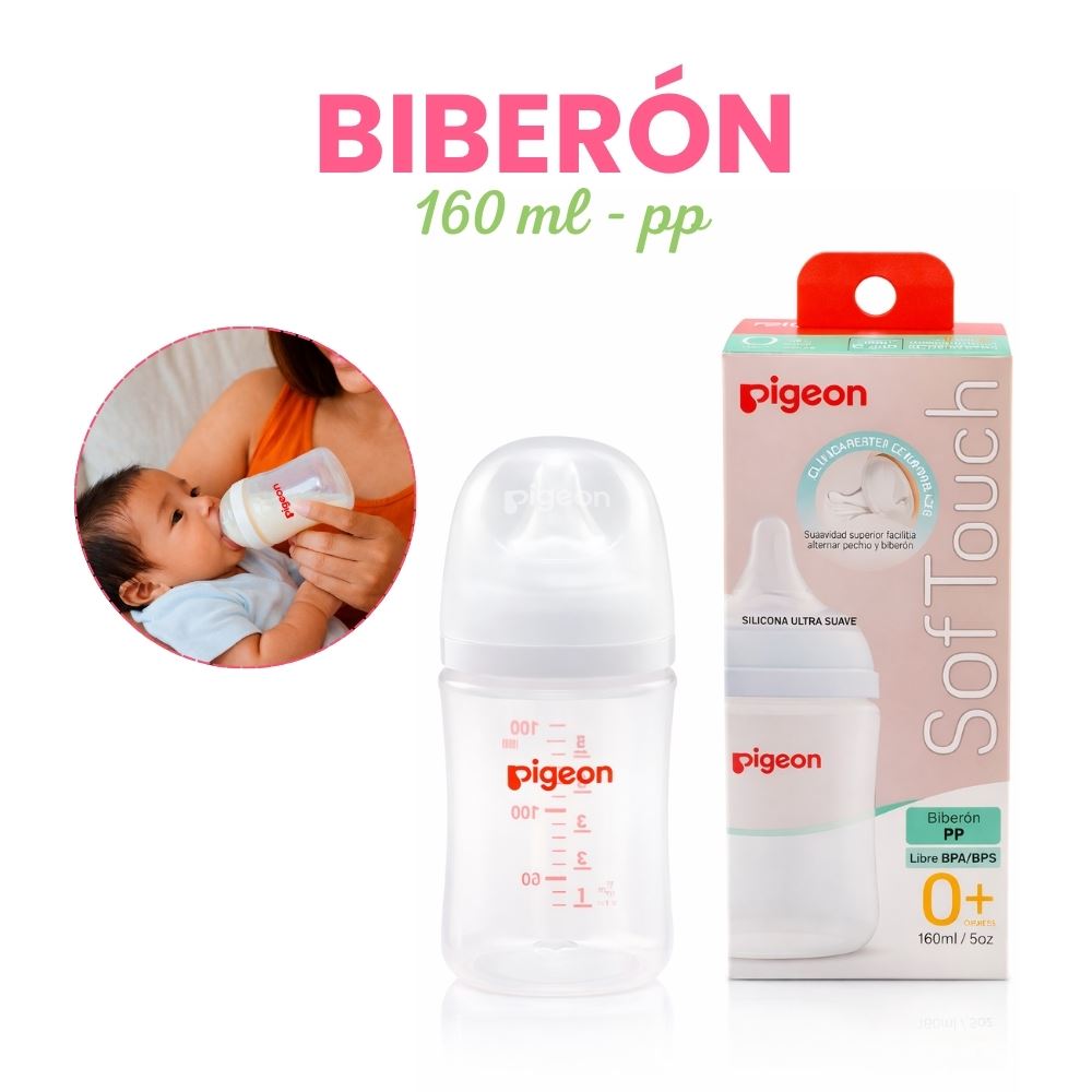 Biberón Pigeon Soft Touch 5oz  Boca Ancha Polipropileno